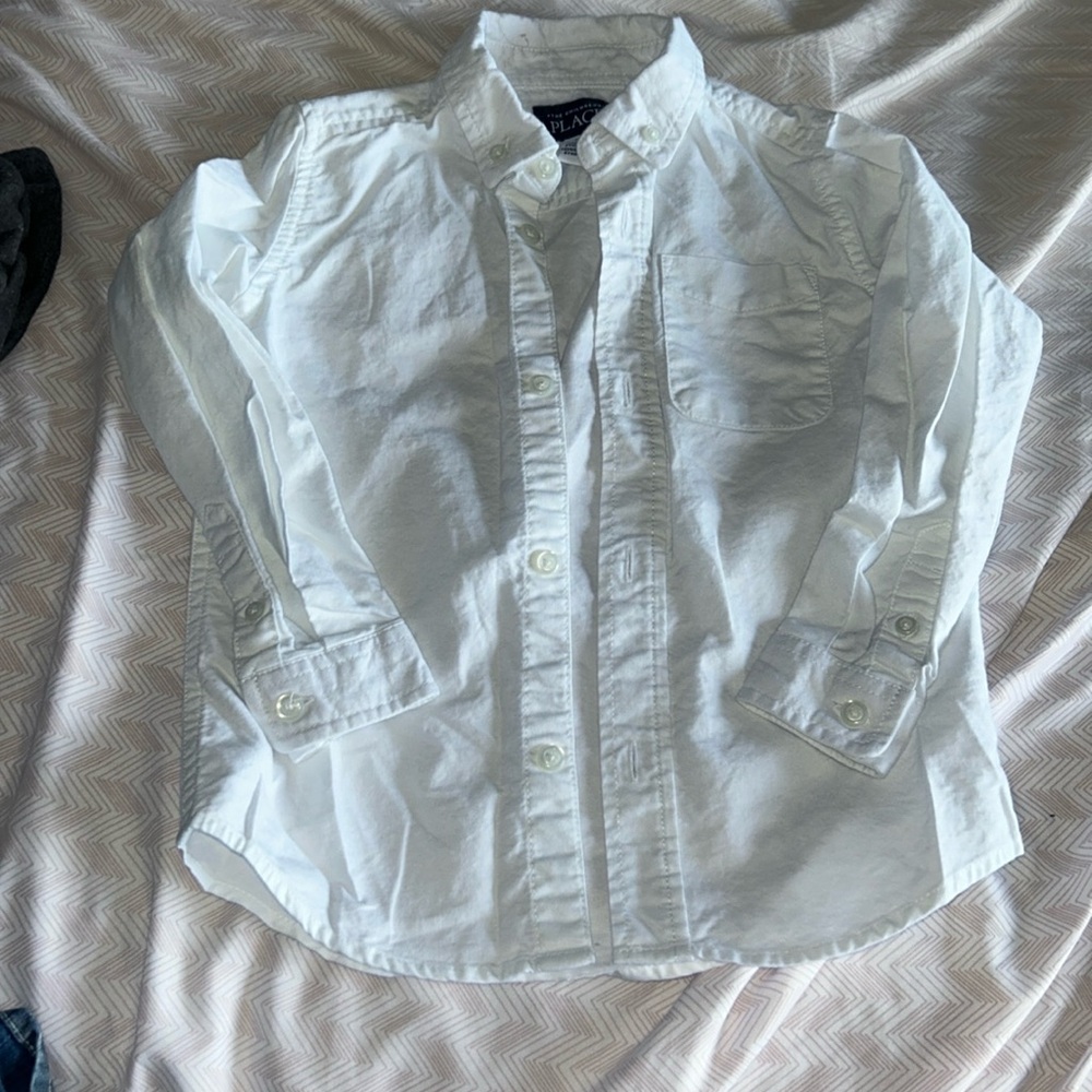 Children’s Place White Long Sleeved Button Down Shirt - 4T